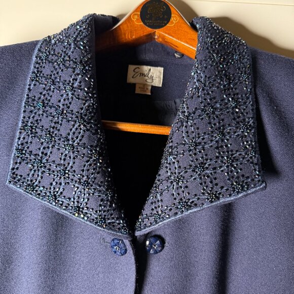 Emily Formal Suit Navy Size 12 Removable Collar, Skirt Pockets, Fully Lined - Picture 3 of 12